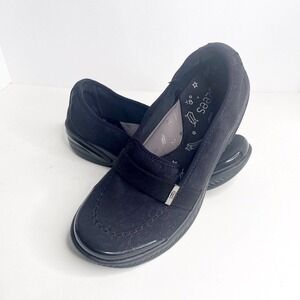 Bzees Nugget Women Sz 7 M Slip On Wedge Loafer Sneaker Shoe Flats Black Comfort